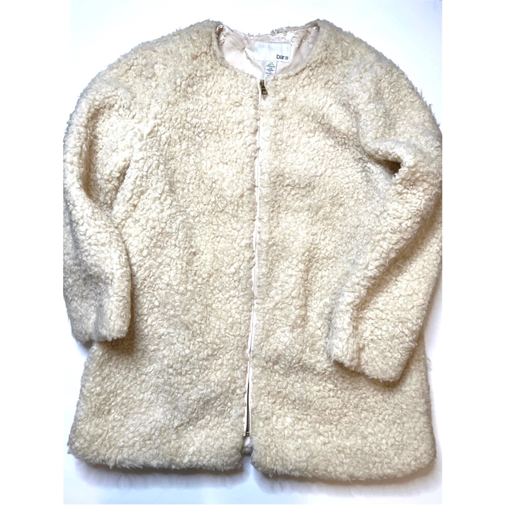 Bar Iii Creamy Vanilla Teddy Bear Zip-Up Jacket Coat Sz Xxl